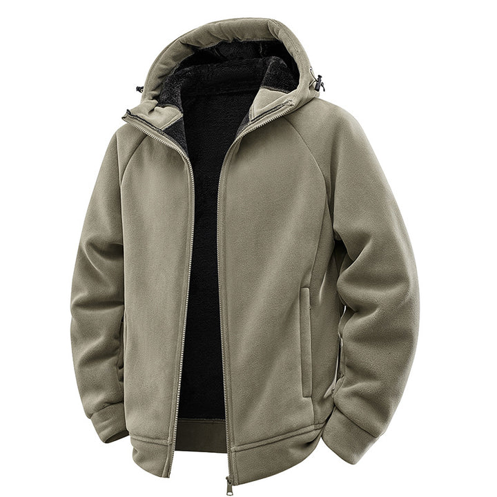 Herren Gefütterte Kapuzen-Fleecejacke mit Teddyfutter und durchgehendem Reißverschluss Drune