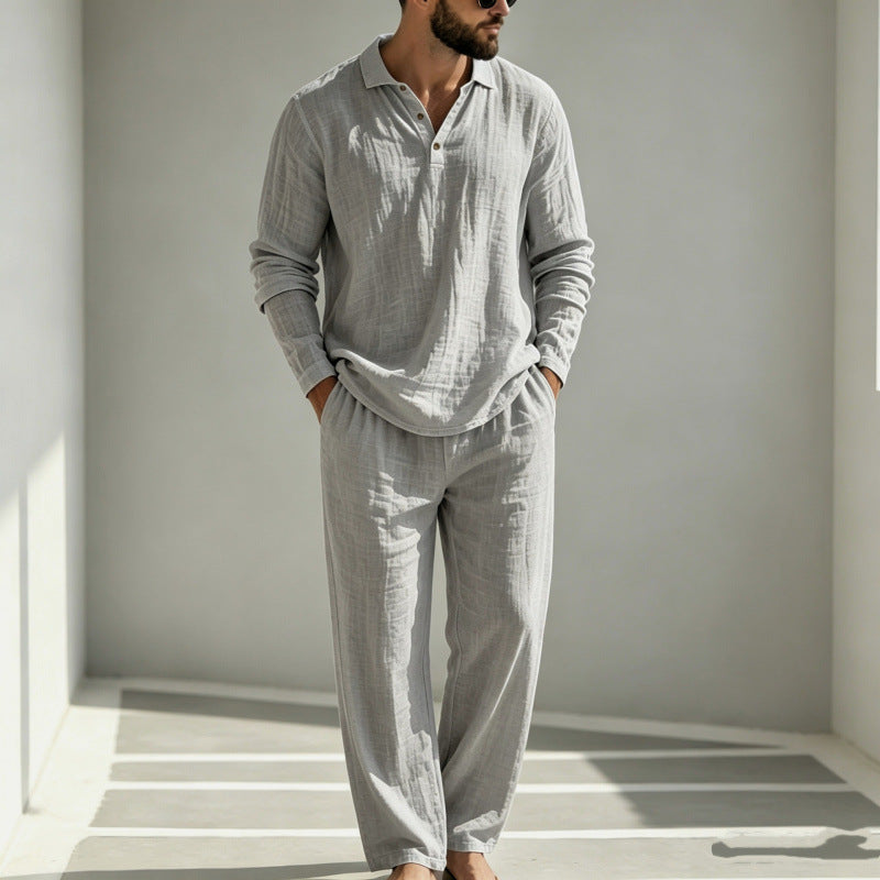 Herren Lässiger Leinen Pyjama Drune