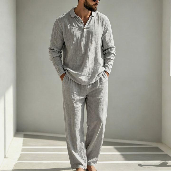 Herren Lässiger Leinen Pyjama Drune