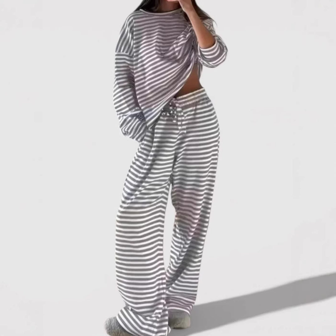 Damen Bequemes gestreiftes Lounge-Set