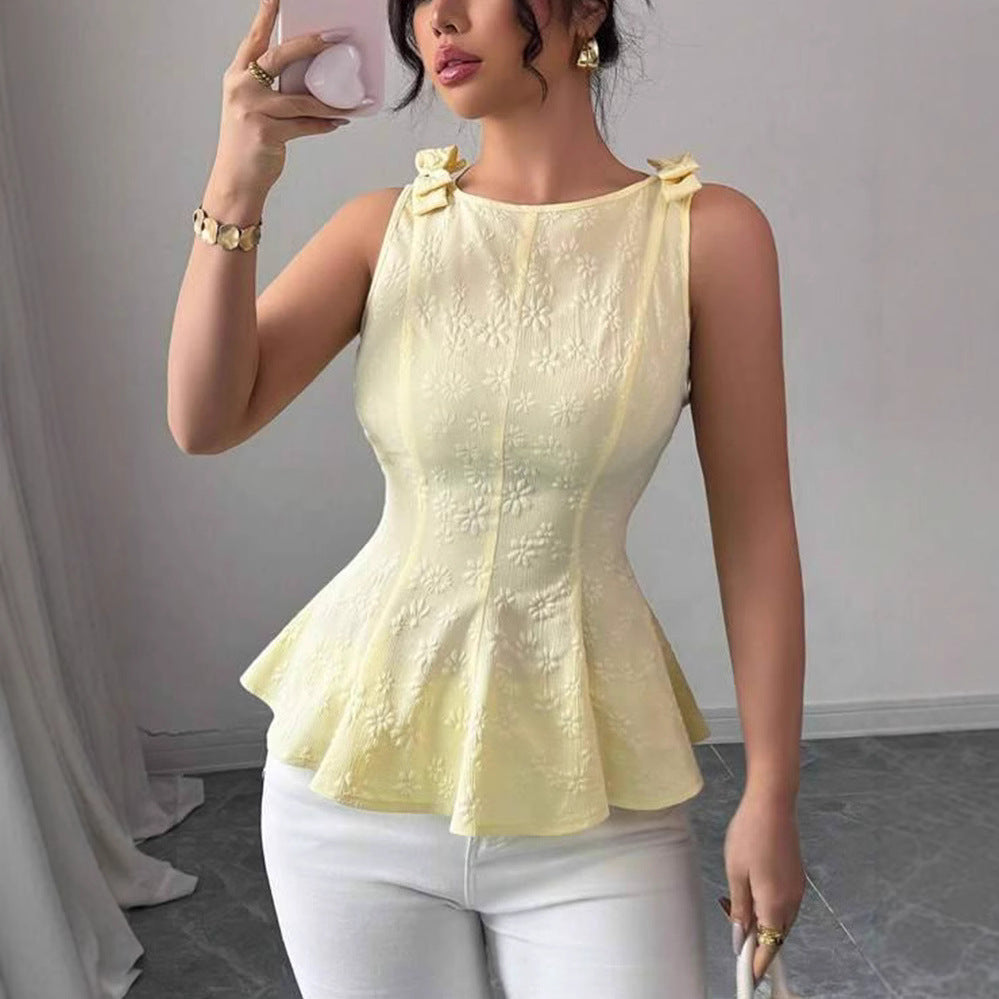 Damen Peplum-Top mit floralen Details Drune