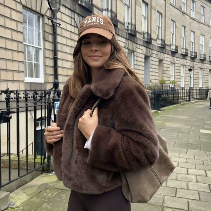 Damen elegante und weiche Kurzjacke mit Teddyfutter Drune