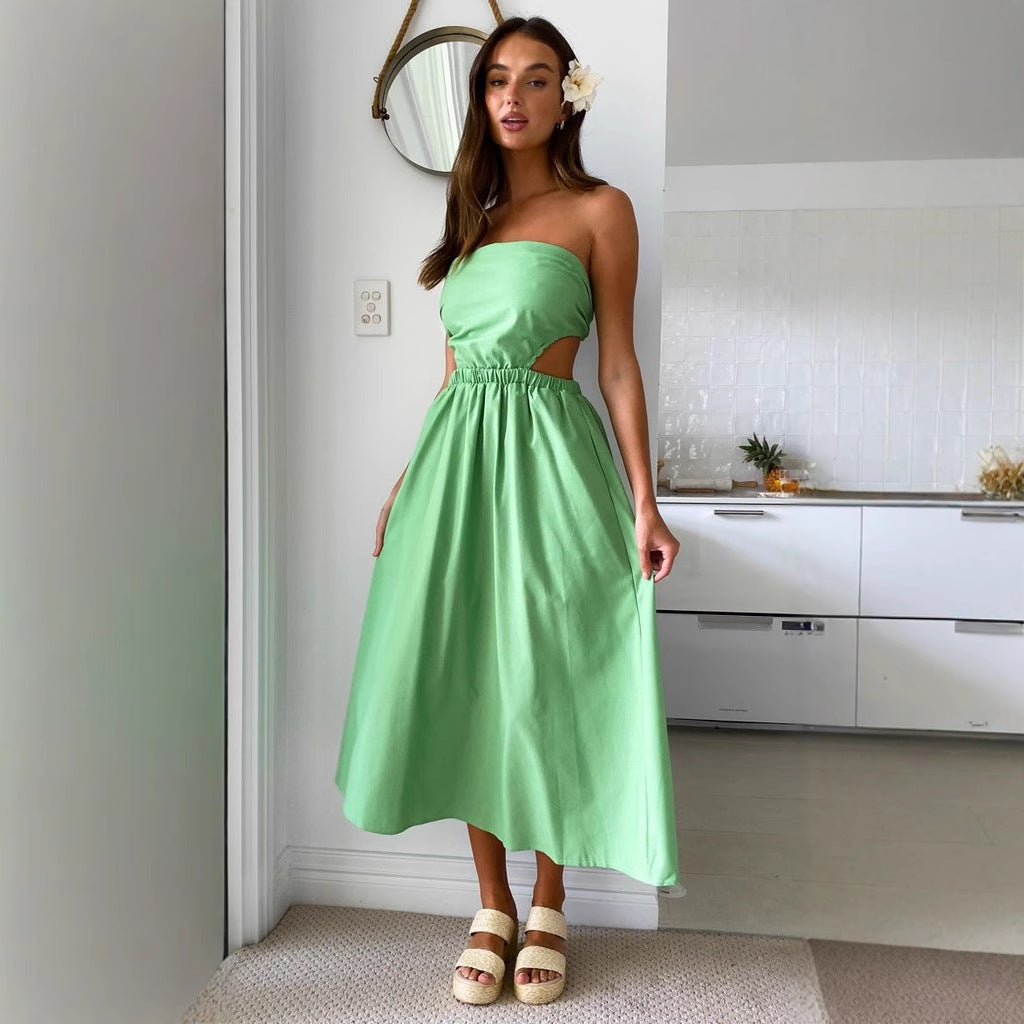 Damen Maxikleid mit schmalem Oberteil und elastischem Taillenbund Drune