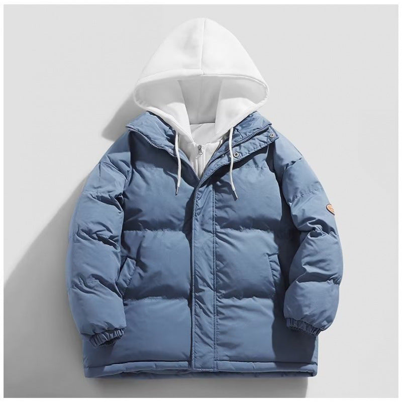 Herren Gepolsterte Winter-Steppjacke mit zweilagiger Kapuze und elastischen Bündchen Drune