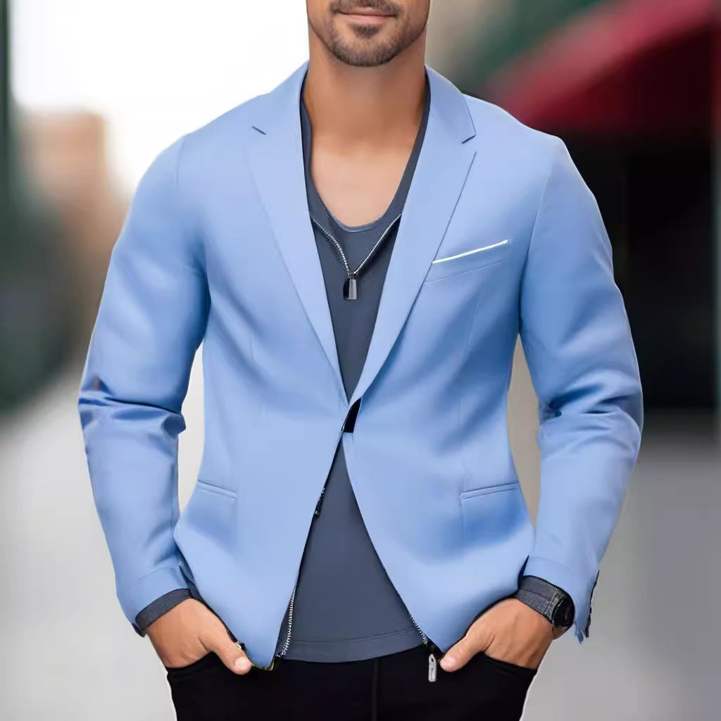 Herren eleganter und stilvoller Blazer mit farblich abgesetztem Revers Drune