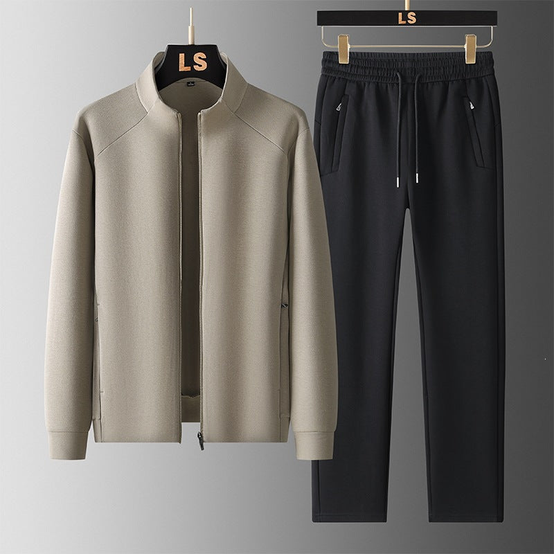Herren Zweiteiliges sportliches Trainingsset mit Stehkragen‑Zipjacke & konischer Jogginghose Drune
