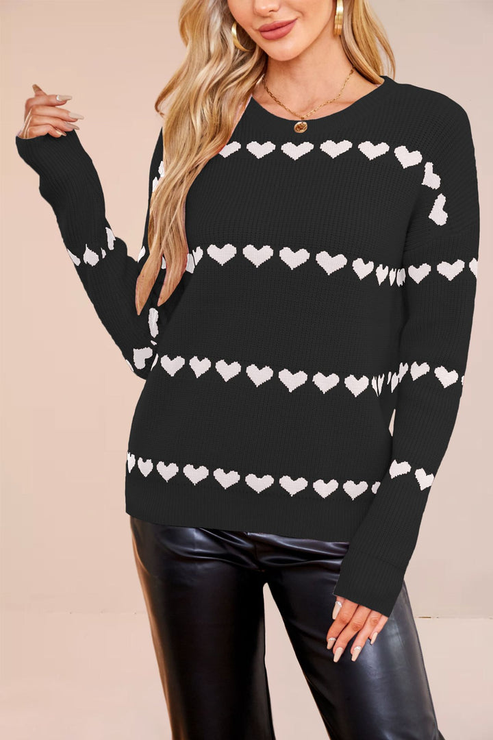 Damen Strickpullover mit Herzdetails und weichem Material Drune