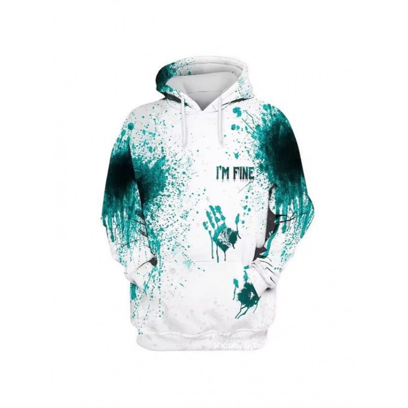 Damen Kreativer Kapuzenpullover mit blutrotem Print Drune