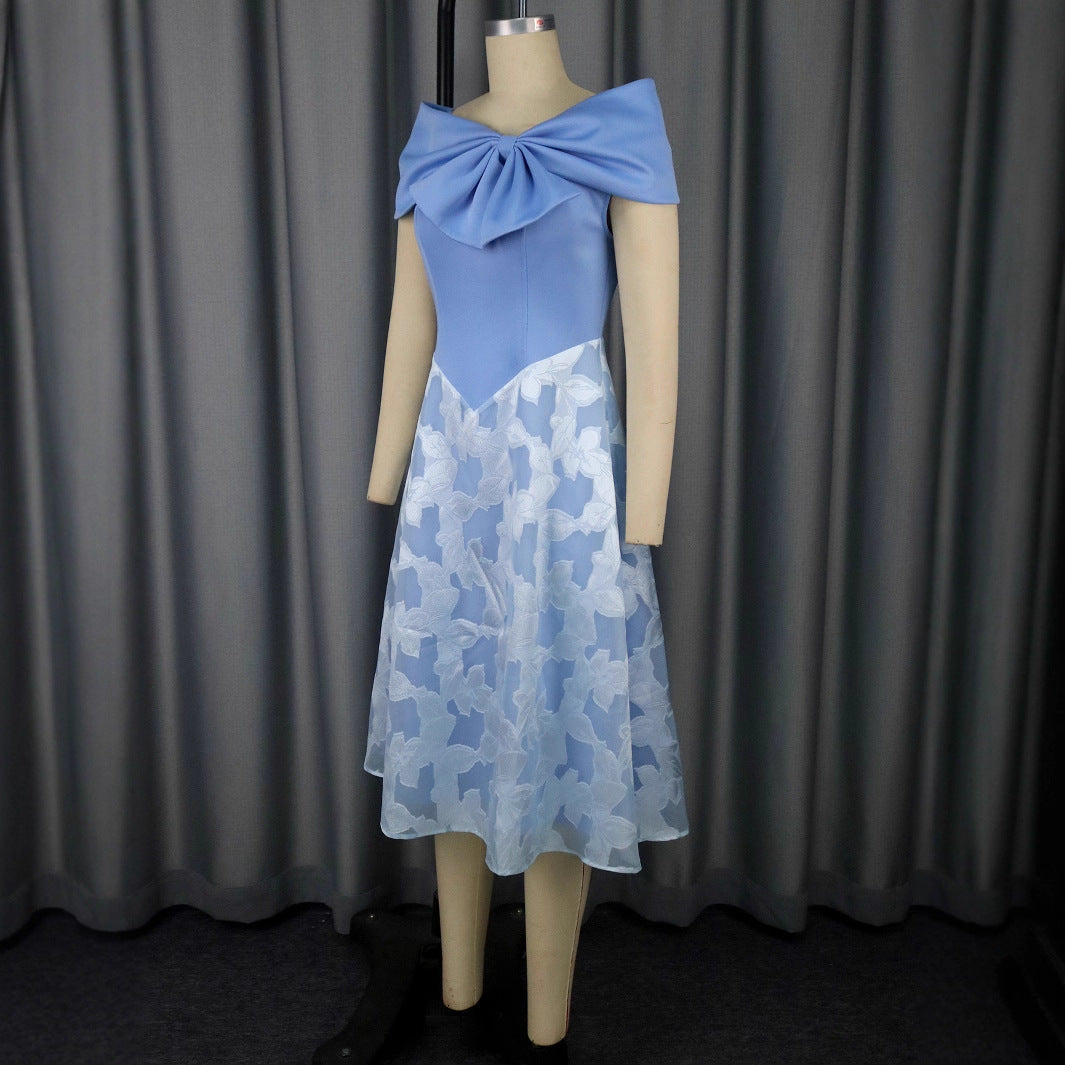 Damen festliches Cocktailkleid mit raffiniertem Überwurf und elegantem Rock Drune