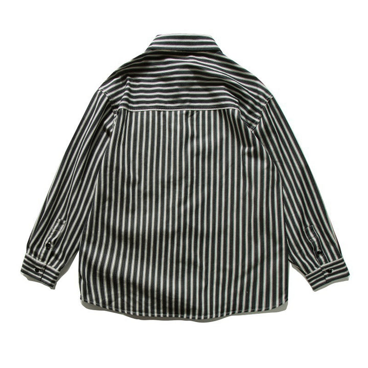 Unisex Oversize-Hemdjacke mit vertikalen Streifen, kastigem Schnitt und Brusttasche Drune