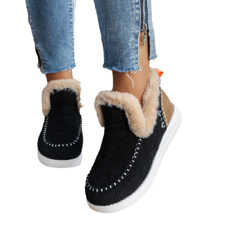 Damen Gemütliche Winter-Stiefeletten mit flauschigem Innenfutter und robustem Profil Drune