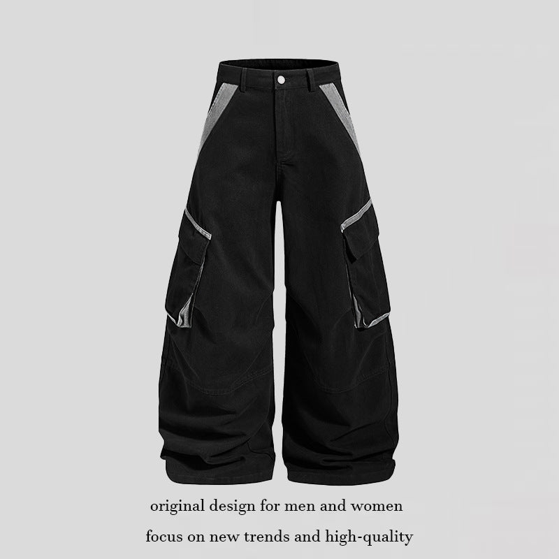 Damen Weite Cargo-Culotte-Hose mit hoher Taille, großen Klappentaschen und markanten Nahtdetails Drune