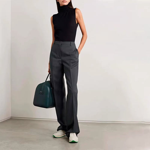Damen Elegante und bequeme Hochbundhose mit weitem Bein Drune