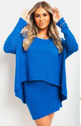 Damen asymmetrisches Minikleid mit überschnittenen Schultern Drune