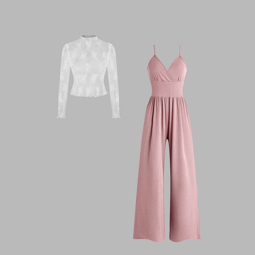 Damen elegantes und figurbetontes Jumpsuit-Set Drune
