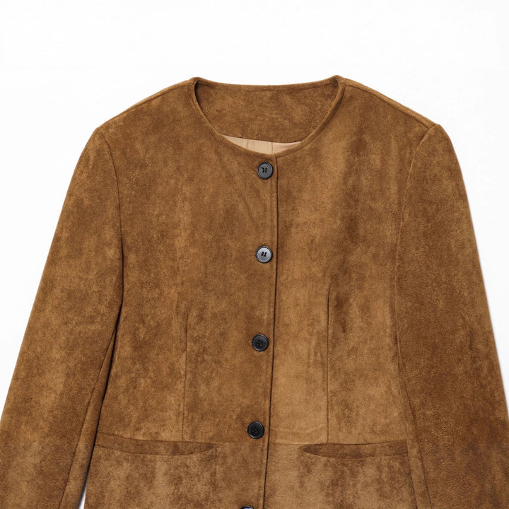 Damen Kurzjacke aus weichem Wildleder mit Knopfverschluss Drune
