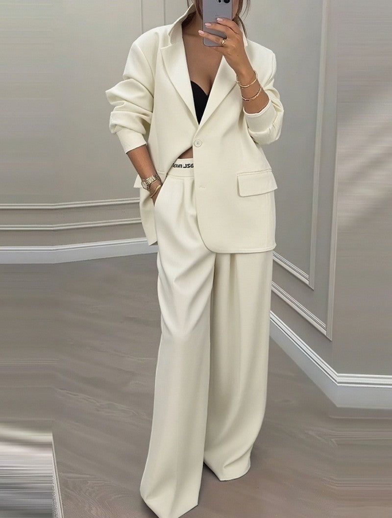 Damen modisches oversized Blazer-Set mit eleganten Anzughose Drune