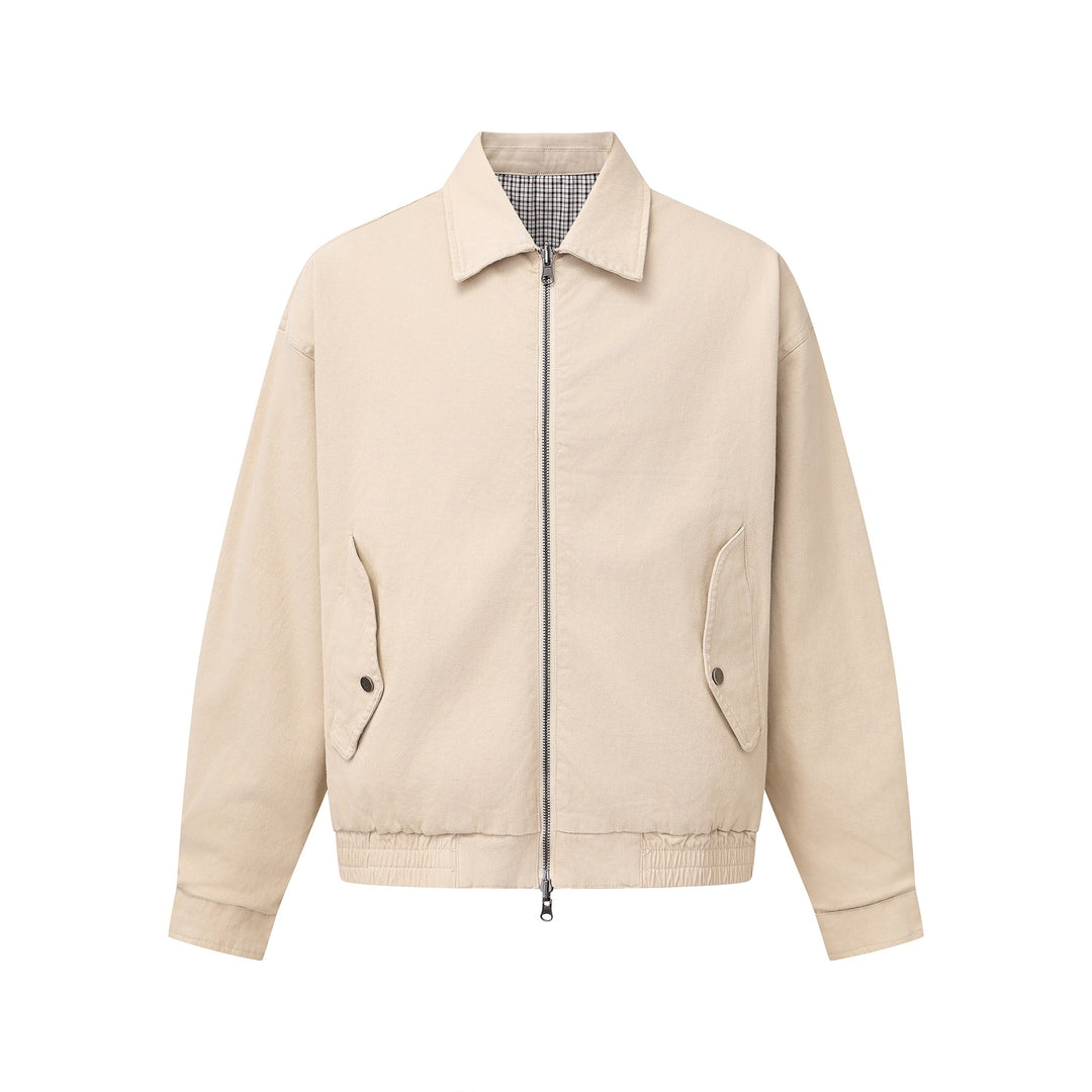 Herren Boxy-Canvas-Blousonjacke mit Reißverschluss, Pattentaschen und elastischem Saum Drune