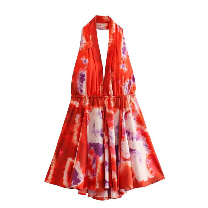 Damen Halterneck Kleid mit fließendem Rock Drune