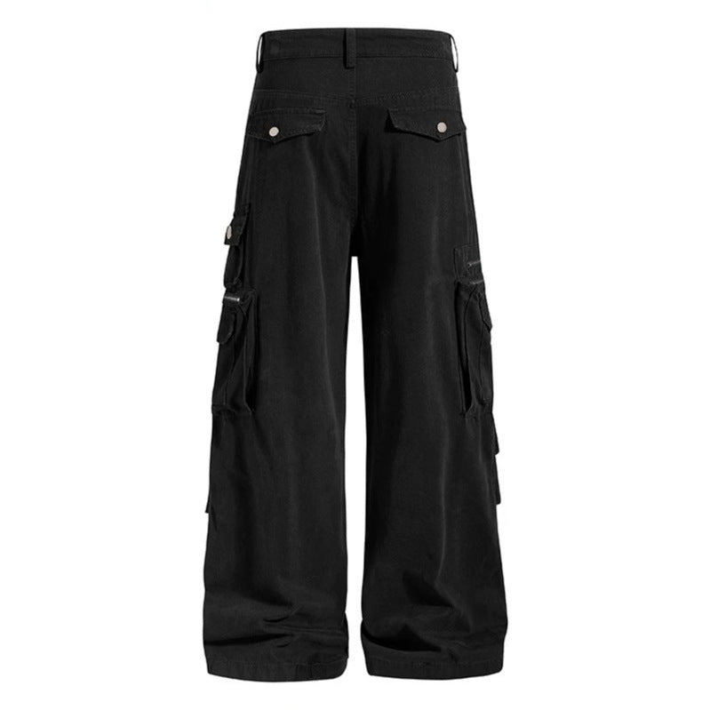 Damen weite High‑Waist Cargo‑Culottehose mit großen Klappentaschen und verstellbarem Saum Drune