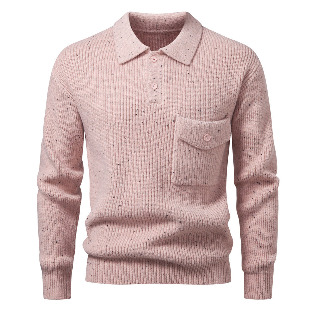 Herren Polokragen-Pullover aus Rippenstrick mit aufgesetzter Brusttasche Drune