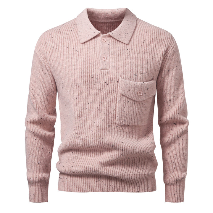 Herren Polokragen-Pullover aus Rippenstrick mit aufgesetzter Brusttasche Drune