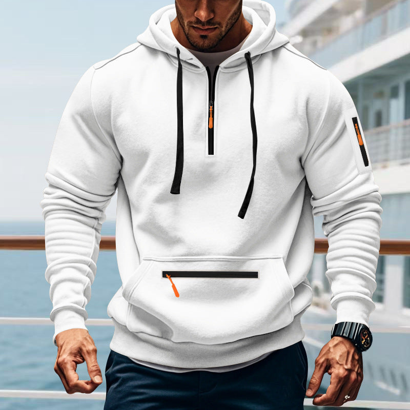 Herren sportlicher Kapuzenpullover mit praktischem Zwei-Wege-Reißverschluss und seitlichen Taschen Drune