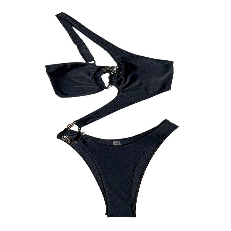 Damen Triangel-Bikini mit asymmetrischem Design und glänzenden Akzenten Drune