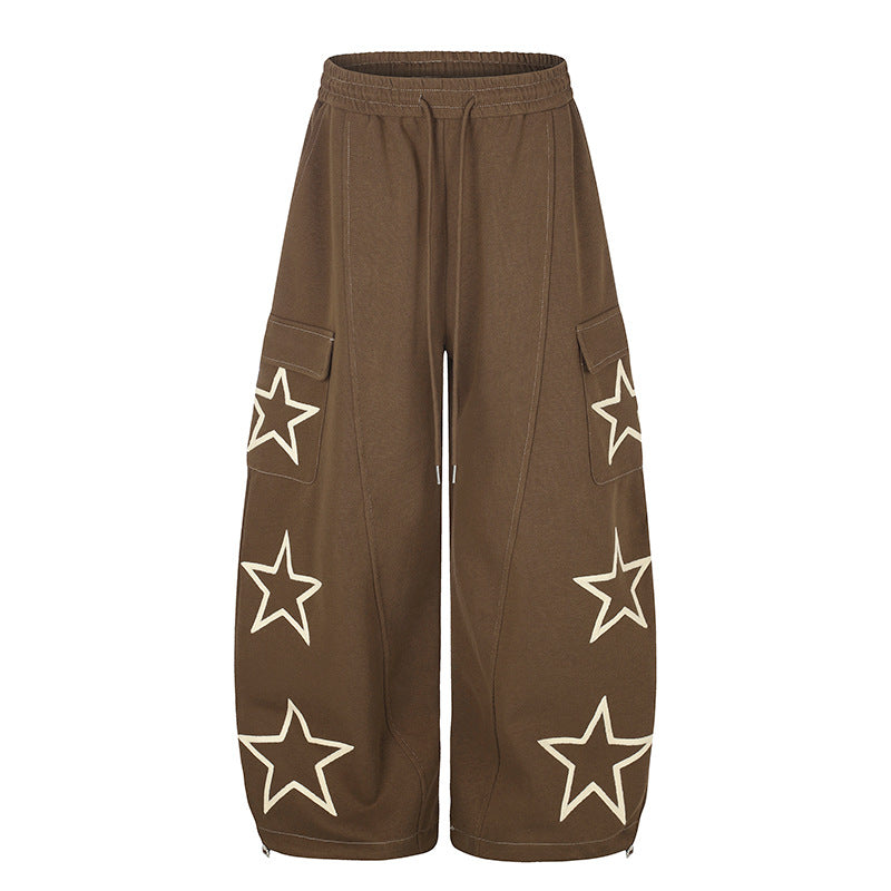 Damen Weite Cargo-Sweathose mit Sternapplikationen und Tunnelzugbund Drune