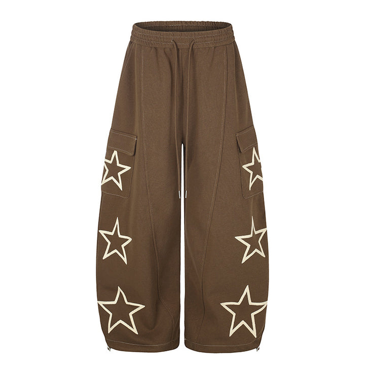 Damen Weite Cargo-Sweathose mit Sternapplikationen und Tunnelzugbund Drune