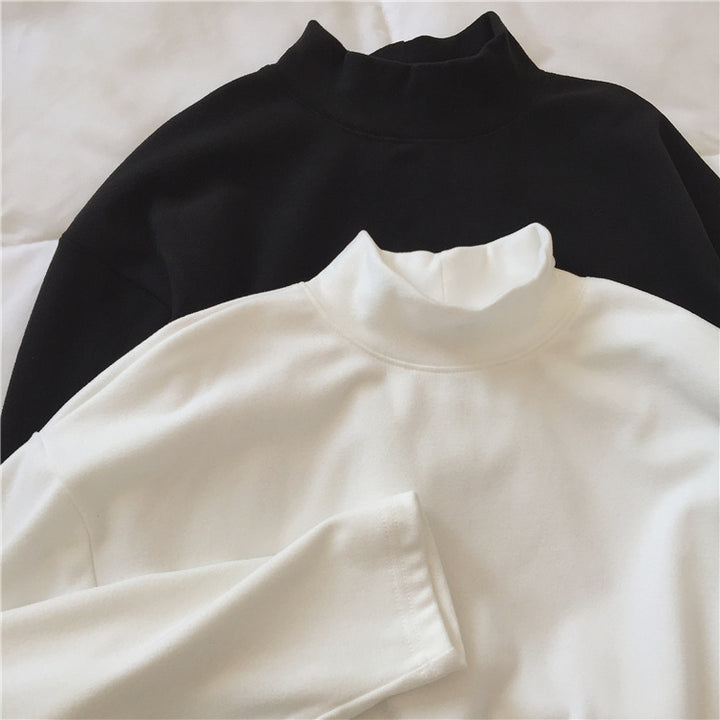 Damen modisches Langarmshirt mit hohem Kragen Drune