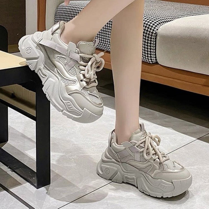 Damen modische Chunky Sneaker mit atmungsaktiver Netzstruktur und robuster Sohle Drune