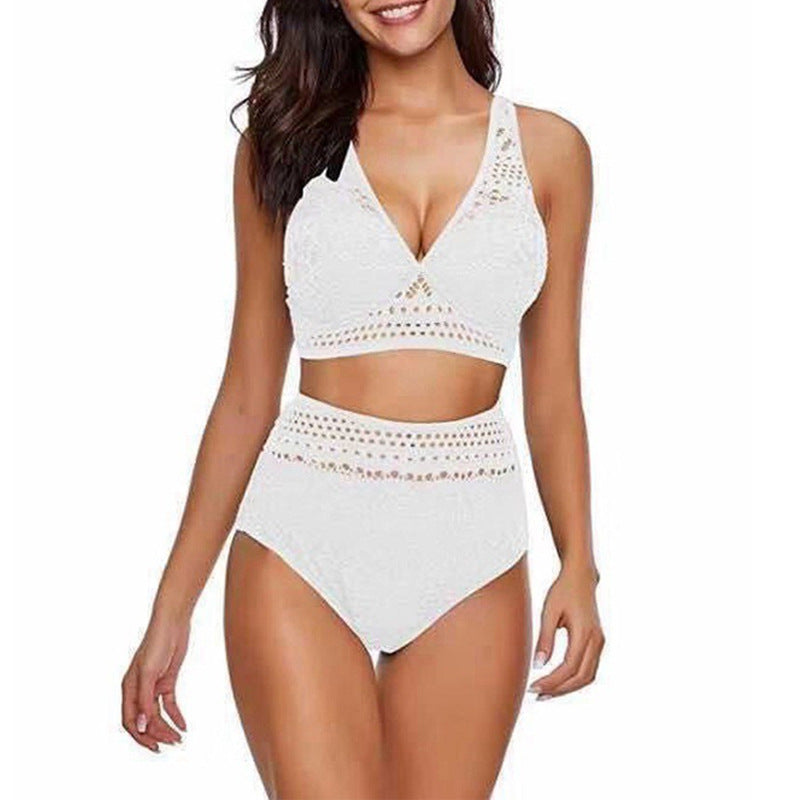 Damen Hochtailliertes Bikini-Set mit Spitzendetails und eleganter Passform Drune