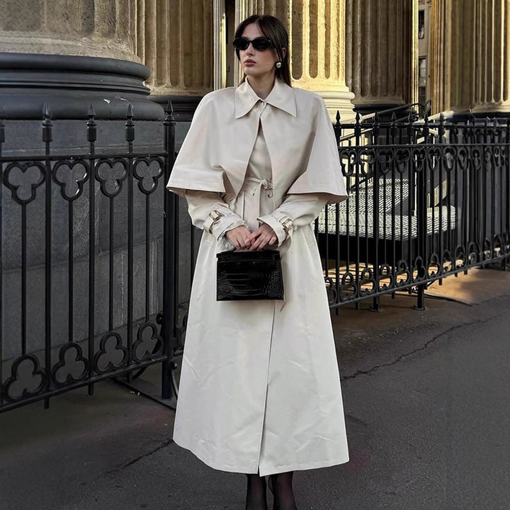 Damen eleganter Trenchcoat mit innovativem Cape-Design Drune