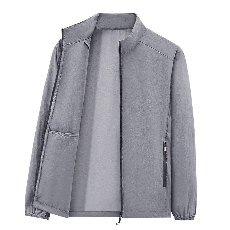 Herren Ultraleichte packbare Windjacke mit Innenfach, Stehkragen & Reißverschlusstaschen Drune
