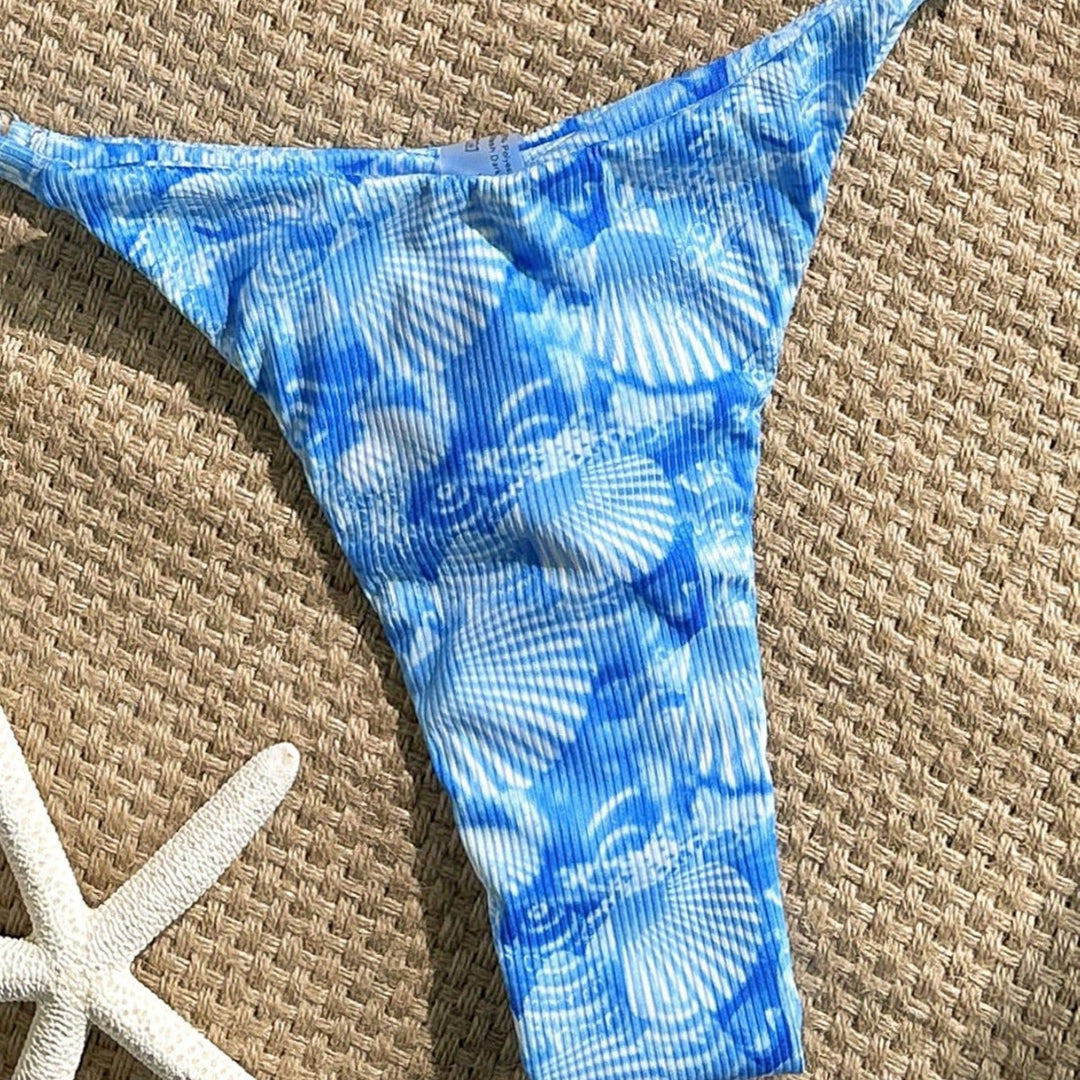 Damen sexy Triangel-Bikini mit maritimem Blumendesign Drune