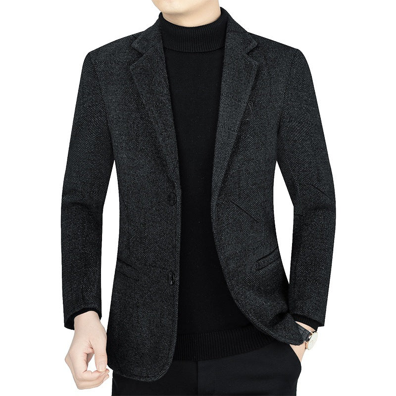 Herren Slim-Fit Sakko aus strukturiertem Wollmix mit leichter Halbfütterung und Zweiknopf-Silhouette Drune
