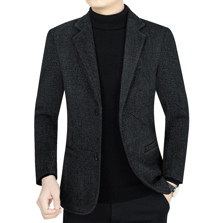 Herren Slim-Fit Sakko aus strukturiertem Wollmix mit leichter Halbfütterung und Zweiknopf-Silhouette Drune