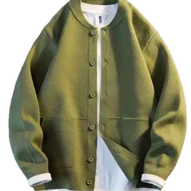 Unisex Feinstrick-Cardigan mit Rundhals, aufgesetzten Taschen und Rippbündchen Drune