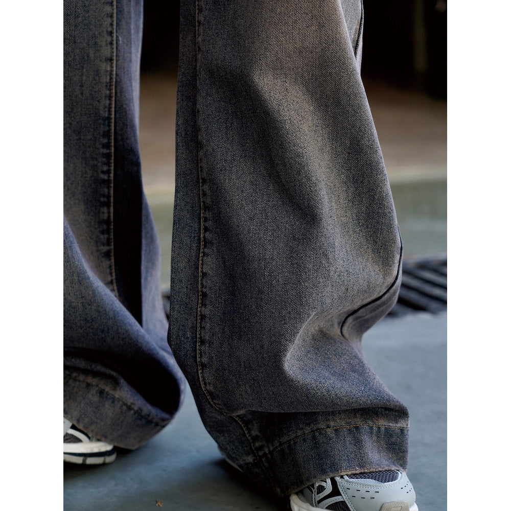 Damen Weite High‑Waist Denim‑Baggy‑Jeans mit extra langem Bein und verwaschener Used‑Optik Drune