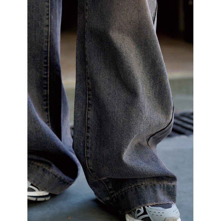 Damen Weite High‑Waist Denim‑Baggy‑Jeans mit extra langem Bein und verwaschener Used‑Optik Drune