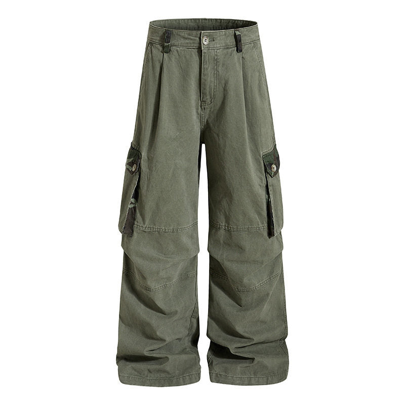 Damen weite Cargo-Hose im Utility-Stil mit hoher Taille und großzügigen Klappentaschen Drune