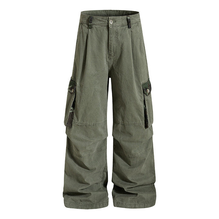Damen weite Cargo-Hose im Utility-Stil mit hoher Taille und großzügigen Klappentaschen Drune