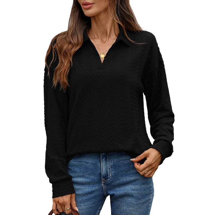 Damen Langarm-Polohemd mit strukturierter Strickoberfläche Drune