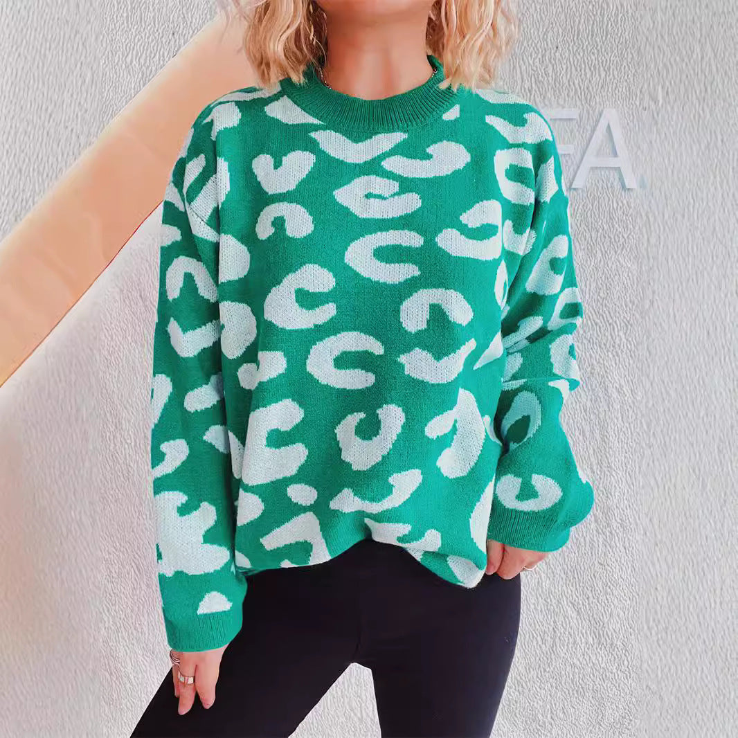 Damen gemütlicher Pullover im modernen Leopardenmuster Drune