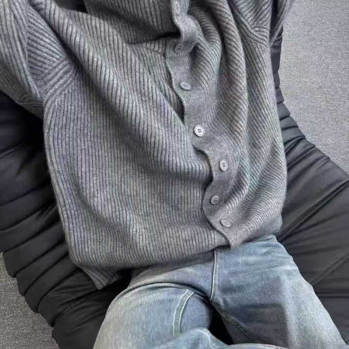 Damen Gemütliche Strickjacke mit breiten Ärmeln und dekorativen Knöpfen Drune