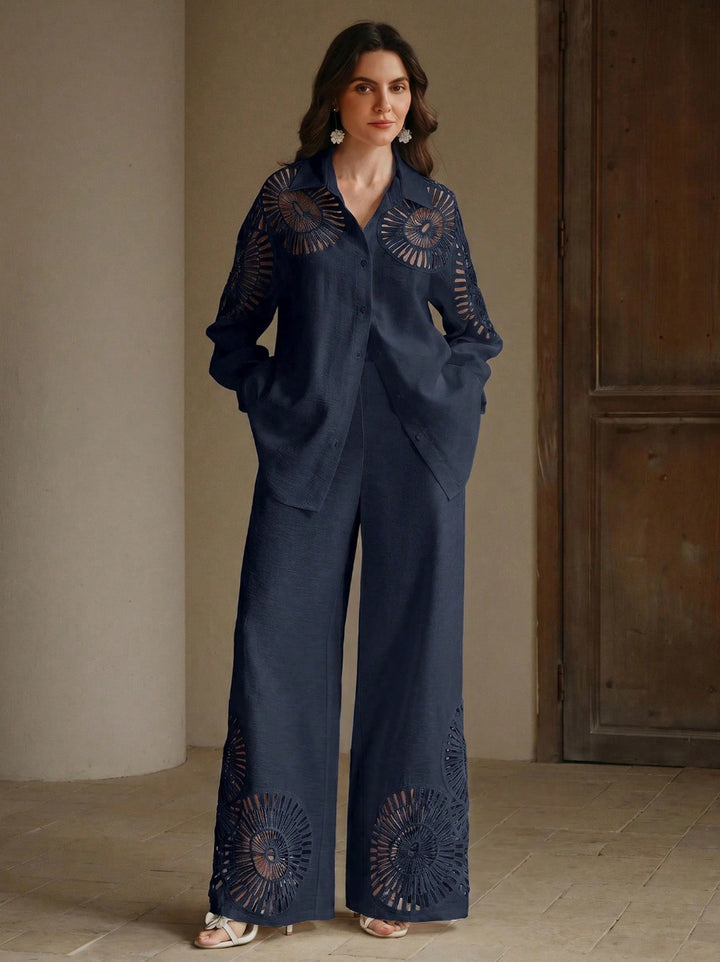 Damen Elegante Blusen und Hosen Kombination Drune