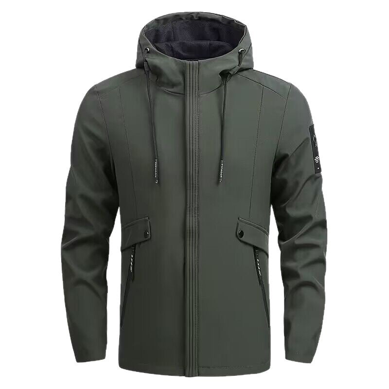 Herren Wasserdichte Softshelljacke mit Kapuze, winddicht und atmungsaktiv Drune