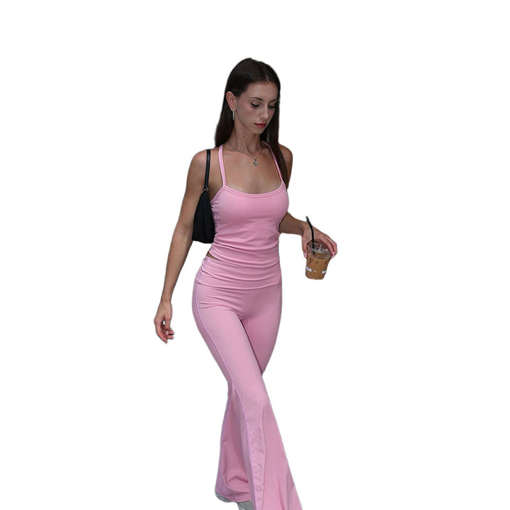 Damen figurbetontes Freizeit-Set mit schmalem Schnitt und Spaghetti-Trägern Drune