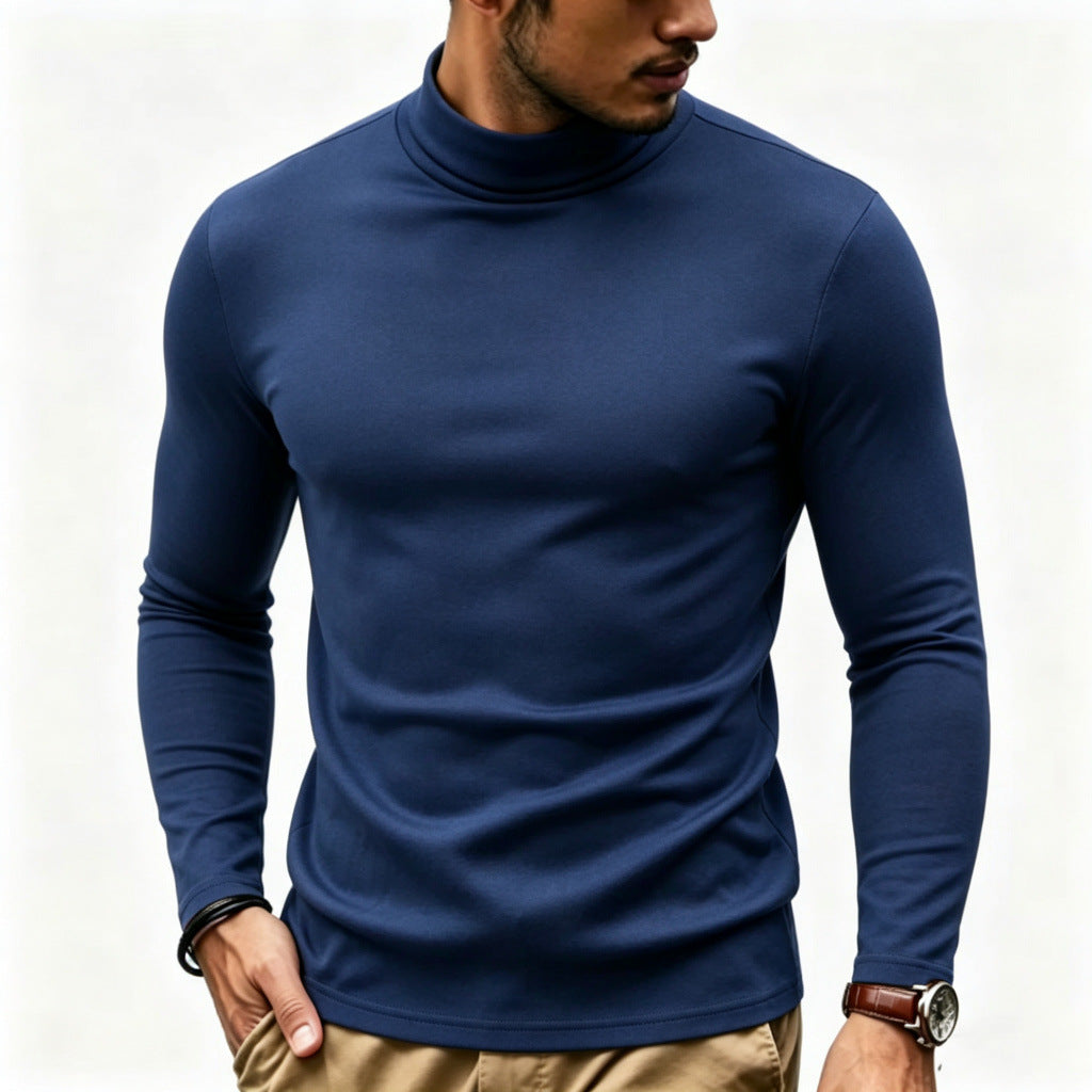 Herren Enganliegender Rollkragenpullover in Slim-Fit aus Baumwoll-Elasthan Drune